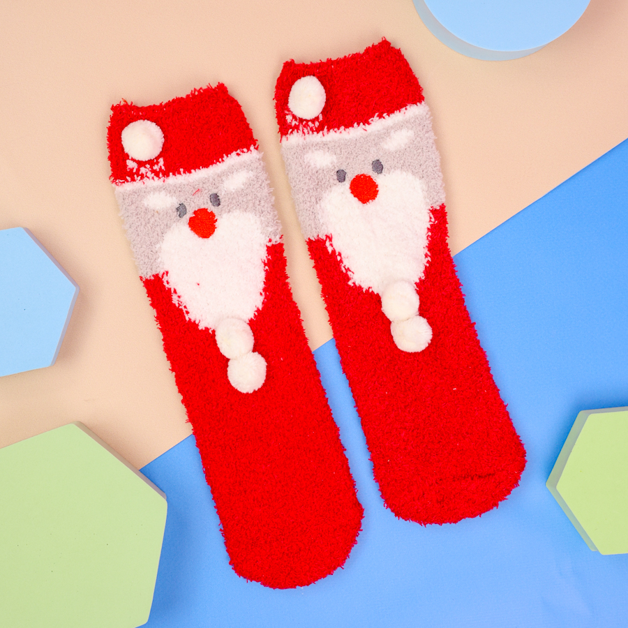Носки "НГ Плюшевые" Санта-Клаус, красный
