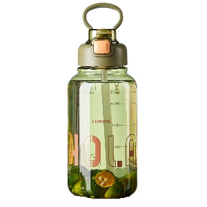 Бутылочка с трубочкой "Hola" зеленый, 1300мл оптом