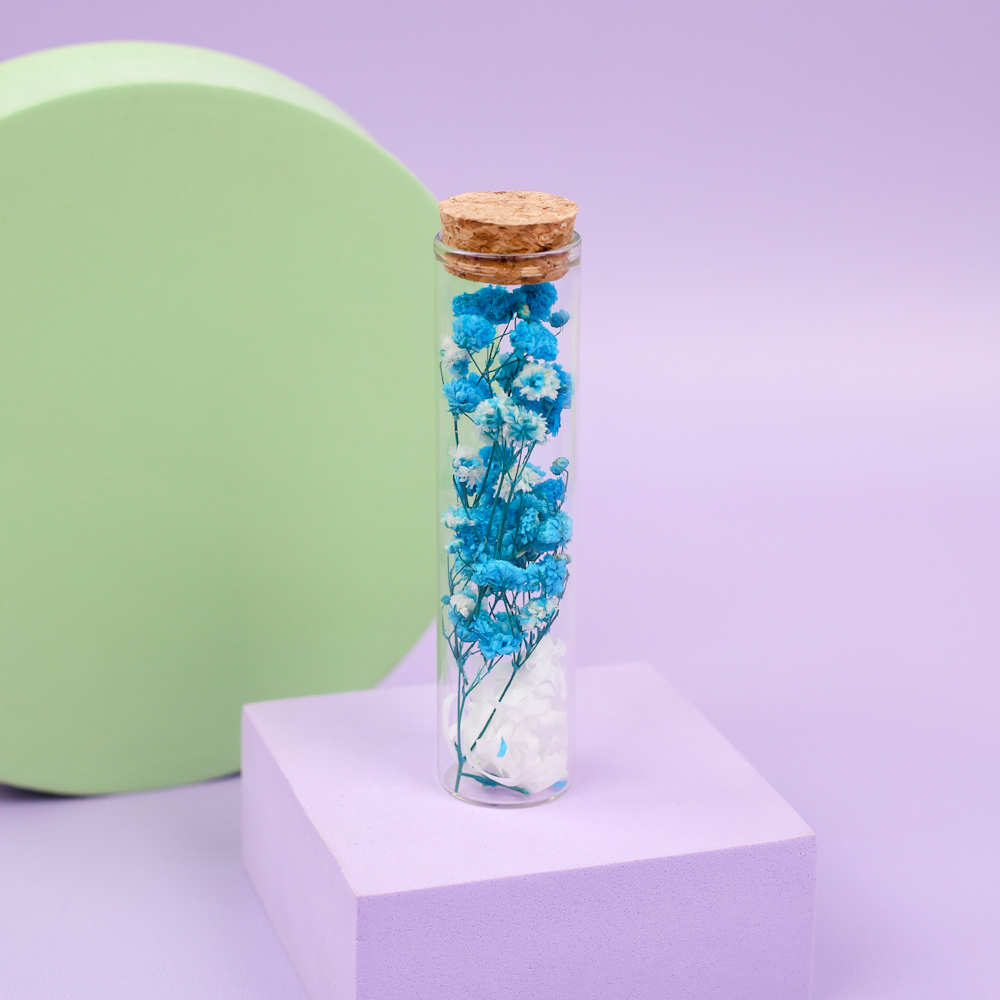 Цветок в пробирке "Гипсофила" 12 см, синий