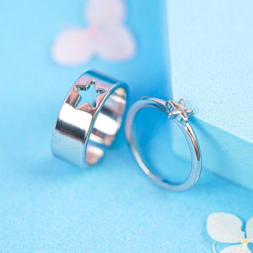 Кольца парные "Звезда" серебристые