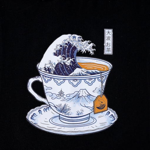 Сумка тканевая "Большая волна в Канагаве", черный, 555-C