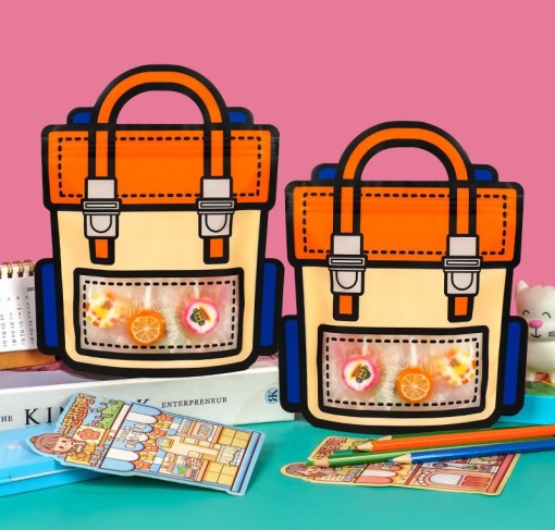 Подарочный пакет "Рюкзак" оранжевый, 24х28х8см