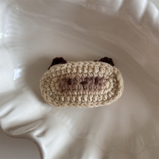 Заколка для волос "Вязаный котик" бежевый