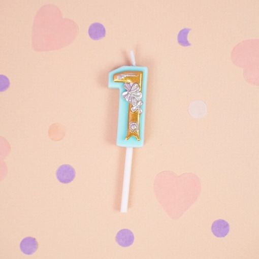 Свеча-цифра для торта "Patterned Mint", 1 оптом