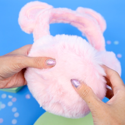 Меховые наушники "Мишка" розовый