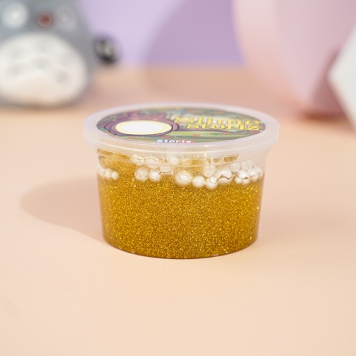 Слайм "Стекло" золотые блестки + шарики 150гр. STORIZ