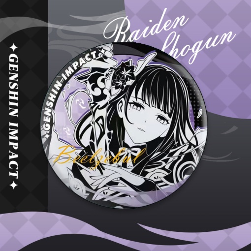 Значок круглый "Genshin Impact" Райден 3, 58 мм