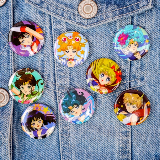 Набор круглых значков "Сейлор Мун" 32 мм (8шт)