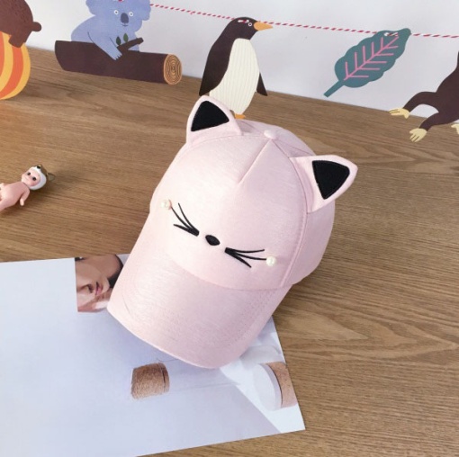 Бейсболка "Котик с бусинками", розовый