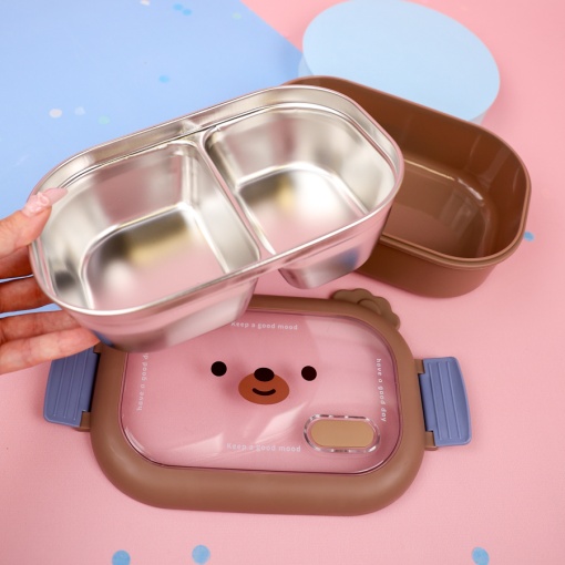 Ланчбокс "Мишка" №6261, коричневый оптом