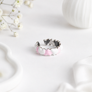Кольцо "Marshmallow hearts" white&pink, 1шт