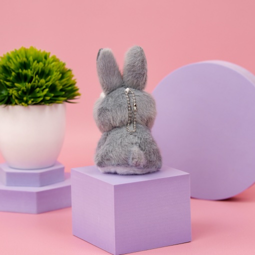 Мягкий брелок "Зайка" серый, 14 см