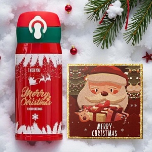 Термос "НГ Merry Chtistmas" в подарочной коробке, 350мл оптом