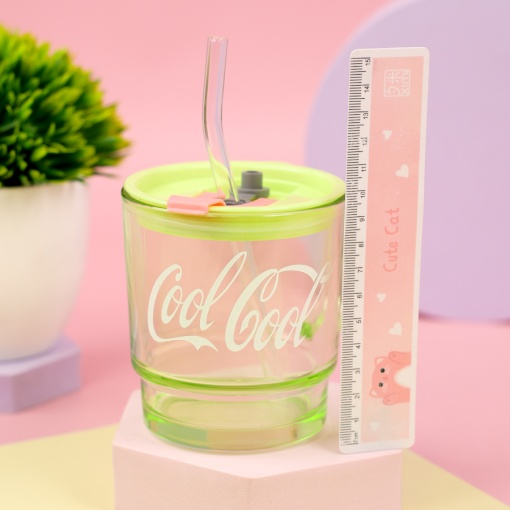 Стакан "Cool-Cool" с трубочкой (зеленый), 380мл оптом
