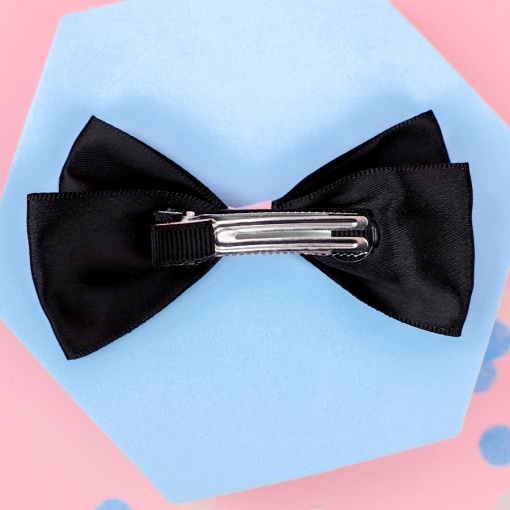 Заколка для волос "Бантик" Розовая лента, черный 