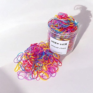 Набор силиконовых резинок для волос "Jar" неон, 500шт