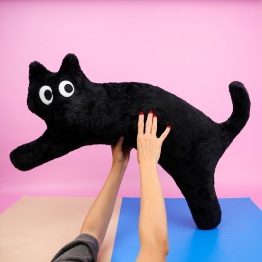 Мягкая игрушка-подушка "Кошечка Мяу" черный, 100 см