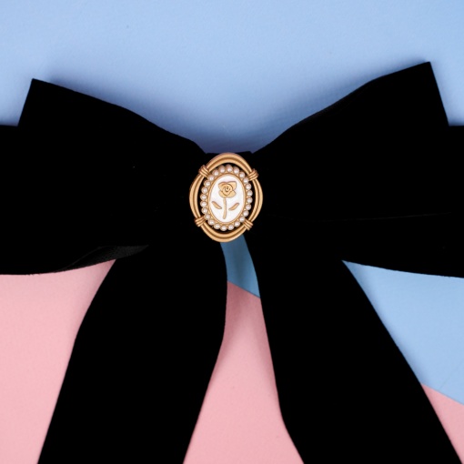 Заколка-бант "Velvet" с лентами, черный