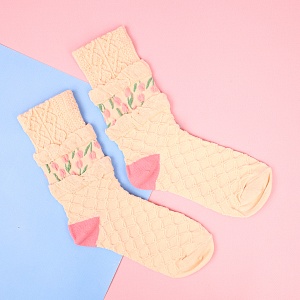 Носки "Цветочки" №2, бежевый, р.37-39