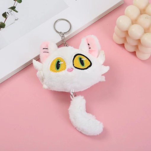 Мягкий брелок "Кот Зизи" голова и хвост, белый