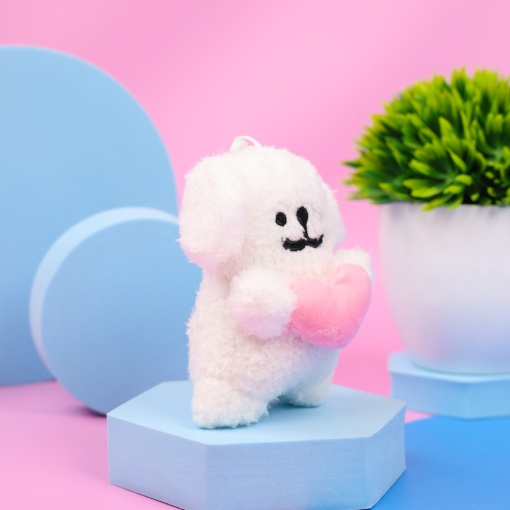 Мягкий брелок "Щенок с сердечком" белый