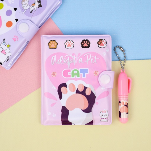 Мини-блокнот с ручкой "Кошачья лапка", в ассортименте 1шт.