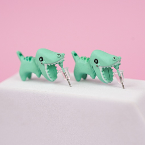 Серьги-гвоздики "Динозавр" 