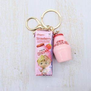 Брелок "Korean milk" strawberry, розовый