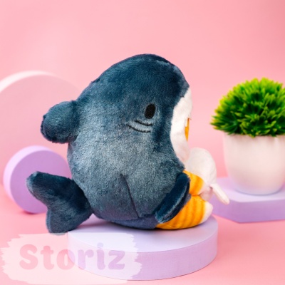 Мягкая игрушка "Котик в акуле" с нерпой, 20 см