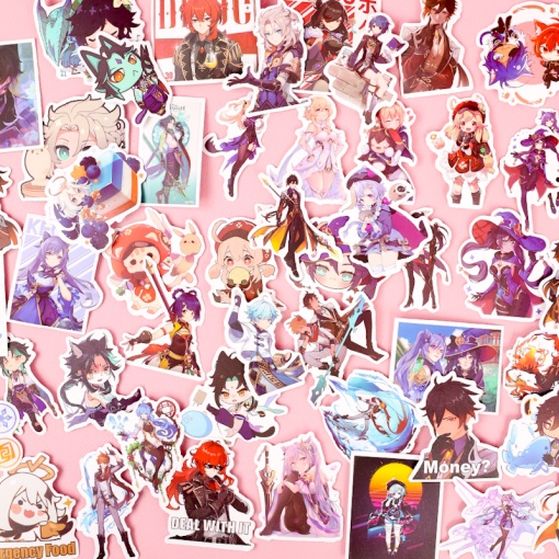 Наклейки для стикер бомбинга "Genshin Impact" A, 50 шт.