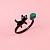Кольцо "Черный котик с клубком" зеленый