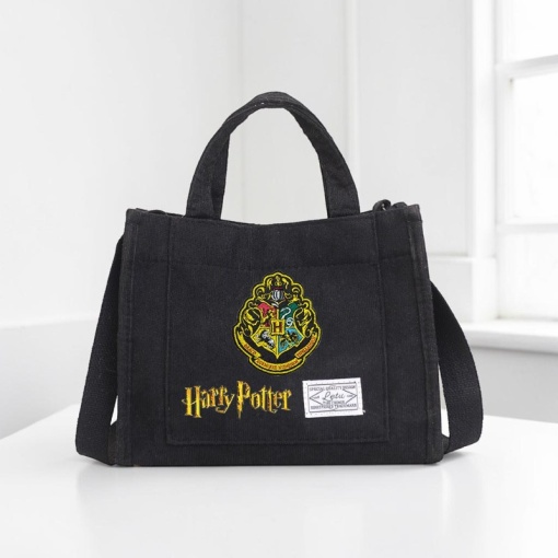 Сумка вельветовая с карманом "Harry Potter" Черная