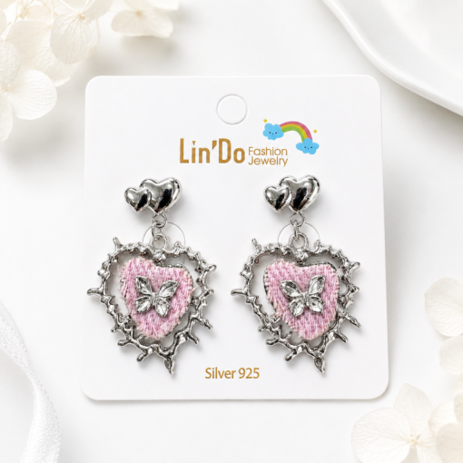 Серьги "Velvet butterfly" розовый, 1шт