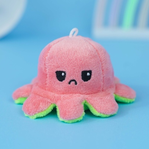 Мягкий брелок-перевертыш "Осьминожек" салатовый светло-розовый, 10 см