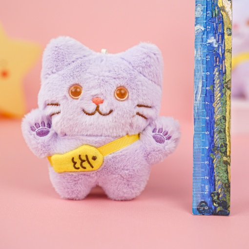 Мягкий брелок "Котик" сиреневый, 12 см