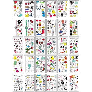 Набор временных татуировок "Characters" L-30, 5.7x9.7 см, (30 шт)