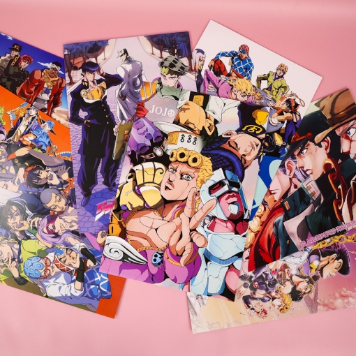 Набор постеров в ассортименте "Jojo's Bizarre Adventure №3" 8 шт, 42х29см оптом