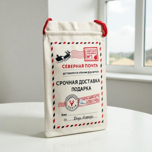 Подарочный мешок "НГ Новогодняя посылка" северная почта, сани