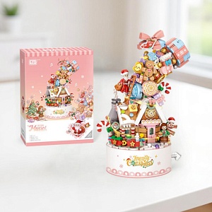 Конструктор "НГ Музыкальная шкатулка" Зимний домик №1957 (1019 деталей)