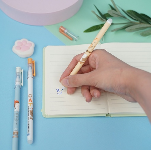 Ручка со стирающимися чернилами и стирашка "Котейка"