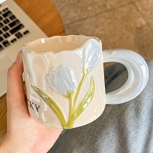 Кружка "Lucky Тюльпан" голубой, 500мл оптом со склада!