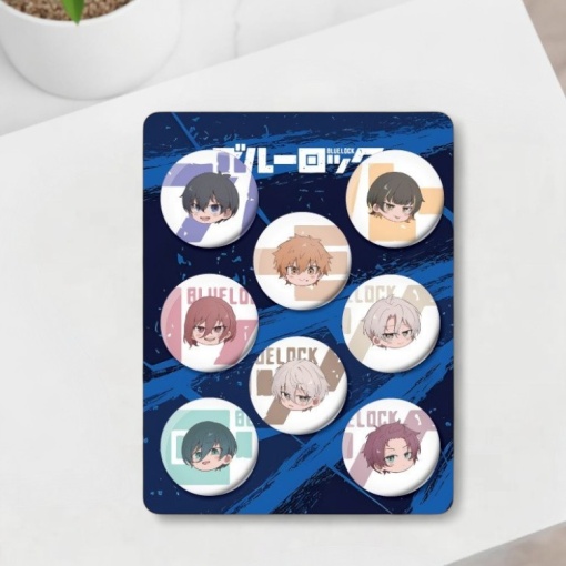 Набор круглых значков "Blue Lock" 32 мм (8шт)