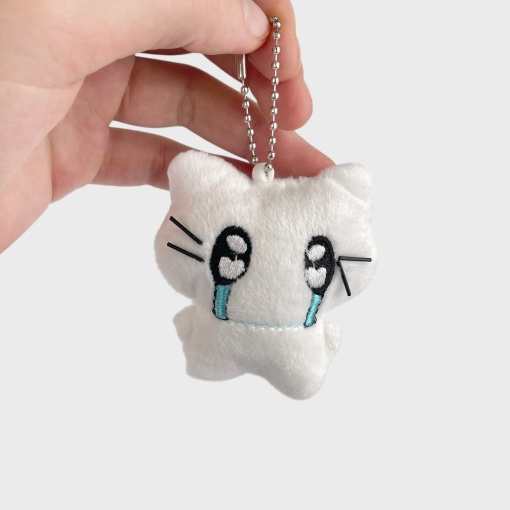 Мягкий брелок "Белый котик" плачущий 