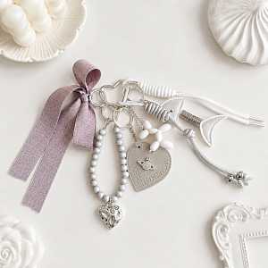 Брелок-подвеска "Silver fish" grey ribbon, 1шт