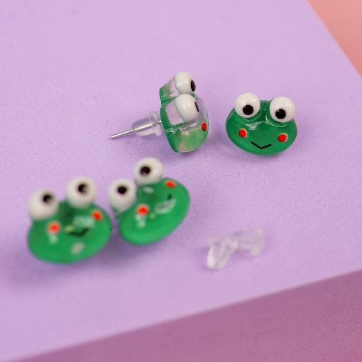 Серьги-гвоздики "Лягушка"