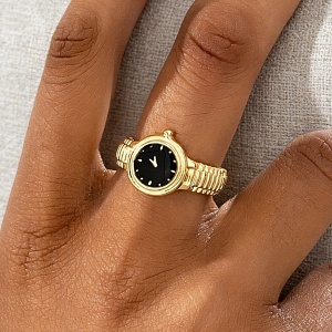 Кольцо "Часы" черно-золотой