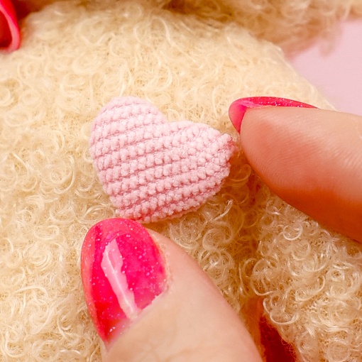 Мягкий брелок "Мишка с сердечком" бежевый, 10см