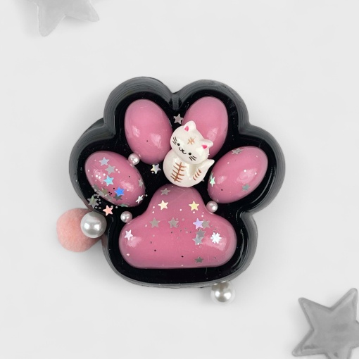 Антистресс "Лапка" с кошечкой, черно-розовый