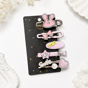 Набор заколок "Pink&Silver Suite" bunny smile, 5шт