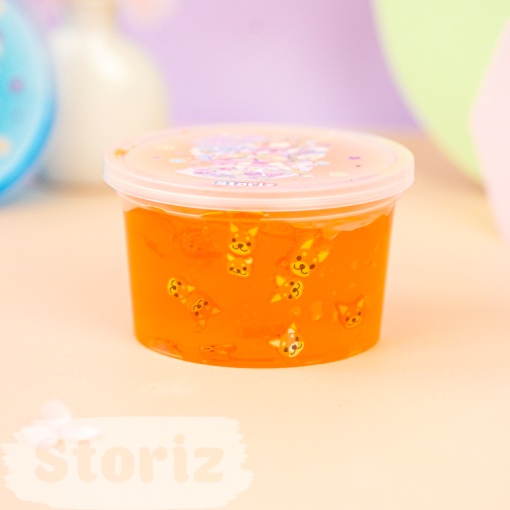 Слайм "Kawaii" полупрозрачный (оранжевый), с наполнителем + корги, 200 гр. STORIZ